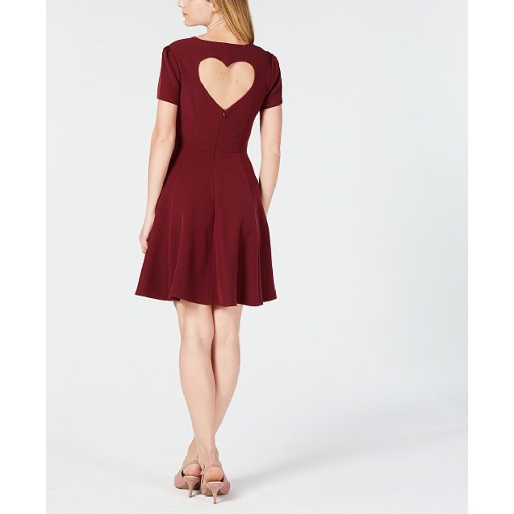 Maison Jules Heart Cutout Fit & Flare Dress in Red